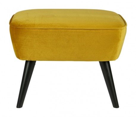 Retro skammel i velour H41 x B56 x D36 cm - Okker