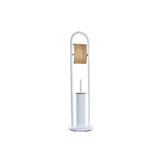 Toiletpapirholder DKD Home Decor Natur Metal Hvid Bambus (22 x 22 x 80 cm)