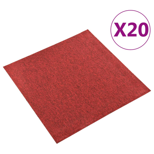 vidaXL tæppefliser 20 stk. 5 m² 50x50 cm rød