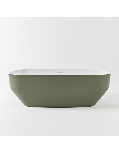 STONE fritstående badekar 170 x 75 cm Solid surface - Talkum/Armygrøn