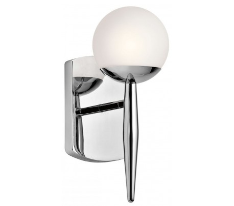 Jasper Badeværelseslampe i stål og glas H29,5 cm 1 x G9 LED - Poleret krom/Hvid