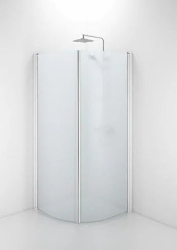 Ifö Space buet dør 80 cm, frostet glas/hvid profil, m/håndtagsprofil