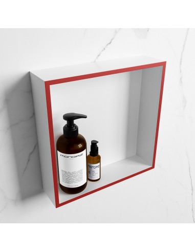 EASY hylde til badeværelset 29,5 x 29,5 cm Solid surface - Talkum/Rød