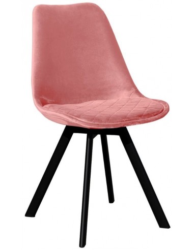 Soof spisebordsstol i metal og velour H84 cm - Sort/Rosa