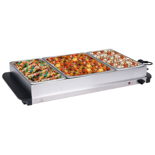 vidaXL buffetvarmer 400 W 2x2,5 l + 1x4 l rustfrit stål