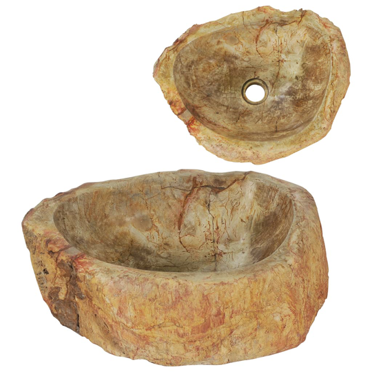 vidaXL håndvask 45 x 35 x 15 cm fossilsten cremefarvet