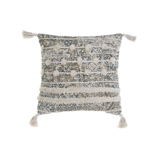 Pude DKD Home Decor Beige Blå Polyester Bomuld (45 x 5 x 45 cm)