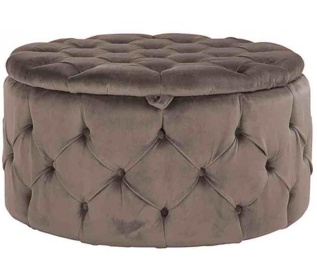 Lulu puf med opbevaring i velour Ø80 cm - Stengrå