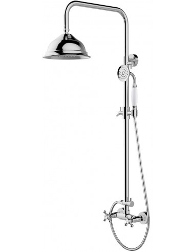 RETRO brusesæt m/termostat H90 - 128 cm - Krom/Hvid