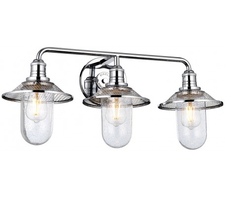 Rigby Badeværelseslampe i stål og glas B68,6 cm 3 x E27 - Poleret krom/Klar med dråbeeffekt