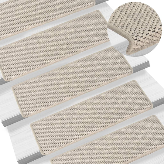 vidaXL selvklæbende trappemåtter 15 stk. 65x25 cm sisal-look sølv