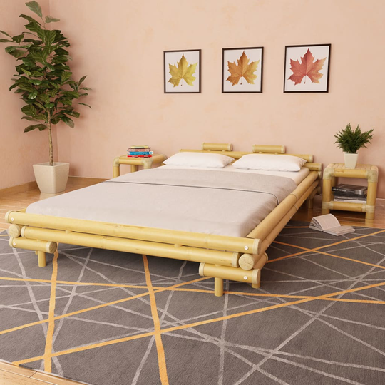 vidaXL bambusseng med 2 sengeborde naturfarvet 140 x 200 cm
