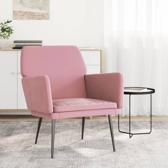 vidaXL lænestol 62x79x79 cm velour lyserød