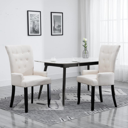 vidaXL spisebordsstole med armlæn 2 stk. stof beige