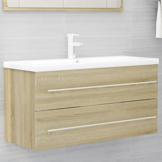 vidaXL vaskeskab 100x38,5x48 cm spånplade sonoma-eg
