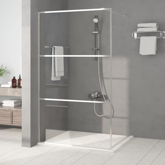vidaXL brusevæg 115x195 cm klart sikkerhedsglas sølvfarvet