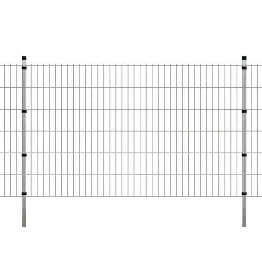 vidaXL 2D paneler og pæle til havehegn, 2.008x1.230 mm, 10 m, sølvgrå