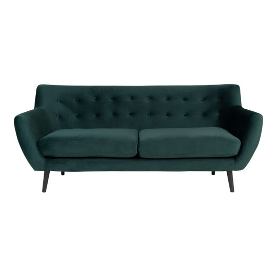 Sofa 3 Personers sofa i mørkegrøn velour med sorte ben HN1006 - 1301536