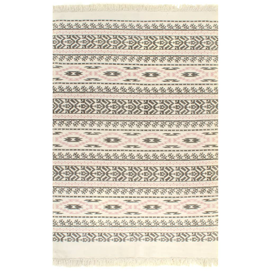 vidaXL kilim-tæppe med mønster bomuld 160 x 230 cm grå/pink