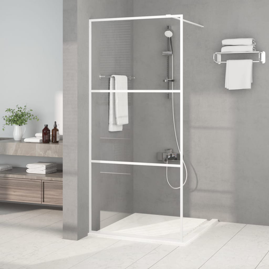 vidaXL brusevæg 90x195 cm klart sikkerhedsglas hvid