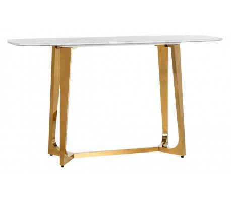 Dynasty konsolbord i marmor og stål B150 cm - Guld/Hvid marmor