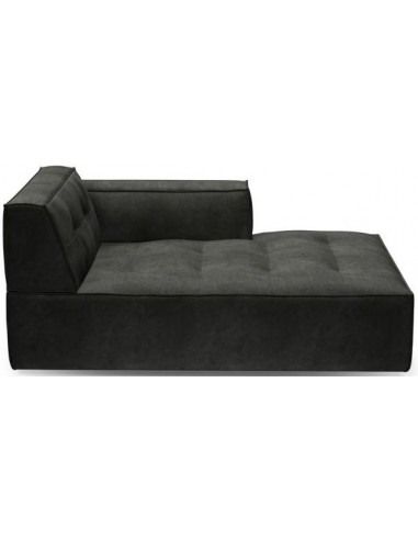 Brandon højrevendt daybed i velour 173 x 118 cm - Grågrøn