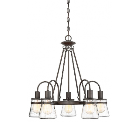 Portsmouth 5 udendørs lysekrone Ø60 cm - Antik bronze/Klar med dråbe effekt