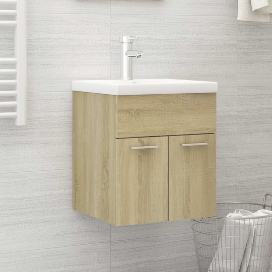 vidaXL skab til håndvask 41x38,5x46 cm konstrueret træ sonoma-eg