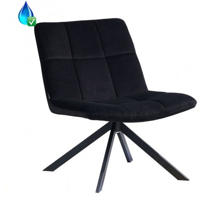 Eevi rotérbar loungestol i velour H82 cm - Sort/Sort