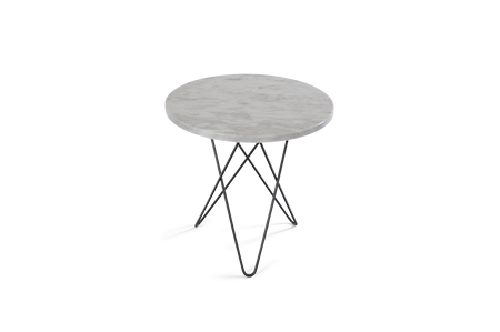 Tall Mini O Table Hvid Marmor m/sort ramme Ø50 cm