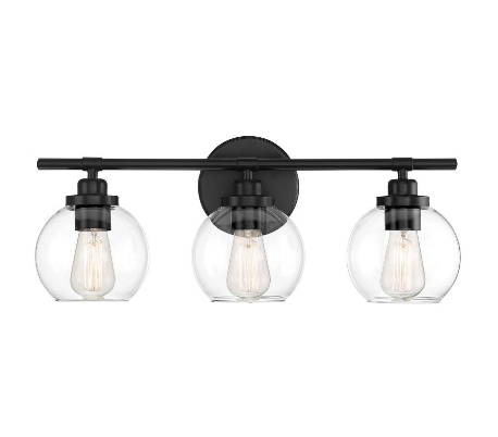 Carson 3 Badeværelseslampe B57 cm - Mat sort/Klar