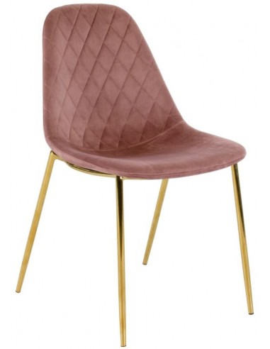 Tara spisebordsstol i metal og velour H84 cm - Guld/Rosa