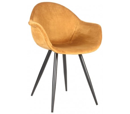 Forli spisesbordsstol i velour og metal H83 cm - Sort/Okker