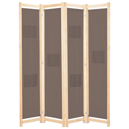 vidaXL 4-panels rumdeler 160 x 170 x 4 cm stof brun