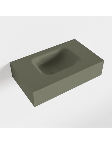 LEX væghængt håndvask 50 x 30 cm Solid surface - Armygrøn