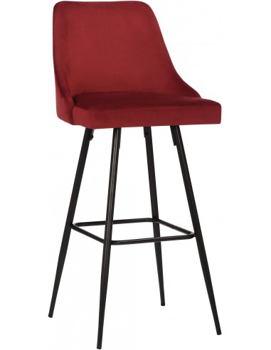 Barstol i metal og velour H108 cm - Sort/Rød
