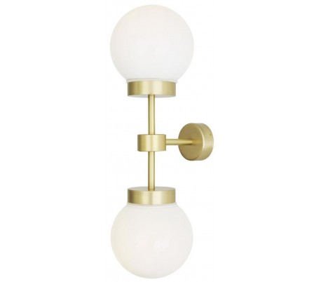 Grande Væglampe H53 cm 2 x E27 - Satineret messing/Hvid