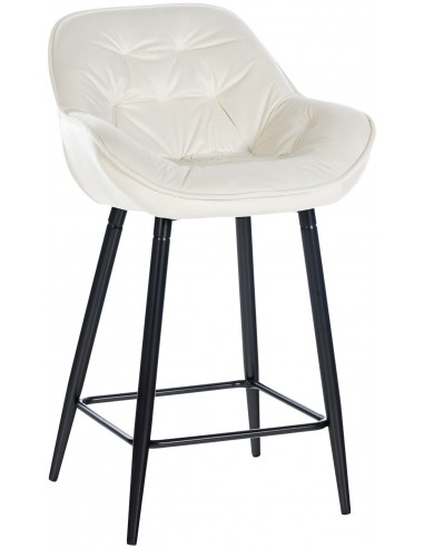 Barstol i metal og velour H93,5 cm - Sort/Creme