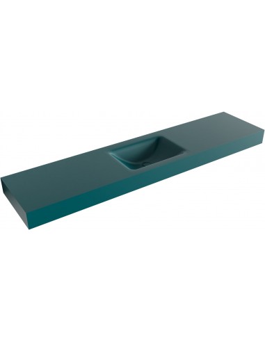 CLOUD væghængt håndvask 200 x 46 cm Solid surface - Petrolium