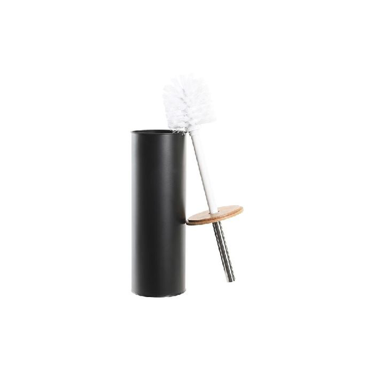 Toiletbørste DKD Home Decor Natur Sort Metal Aluminium Bambus Loft (9,5 x 9,5 x 38 cm)