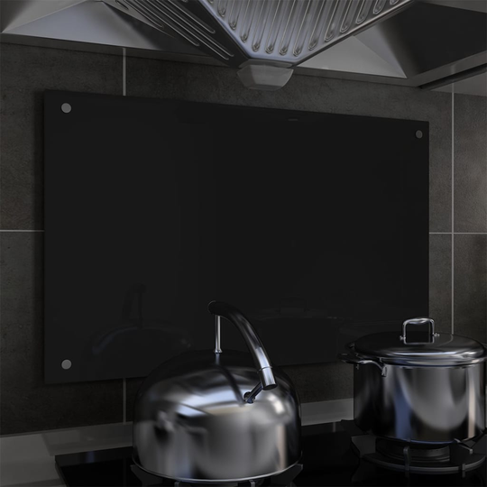 vidaXL stænkplade 80x50 cm hærdet glas sort