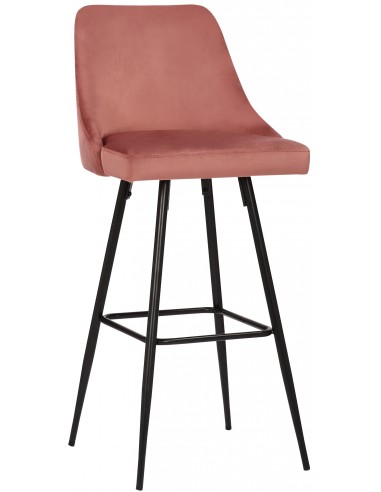 Barstol i metal og velour H108 cm - Sort/Pink