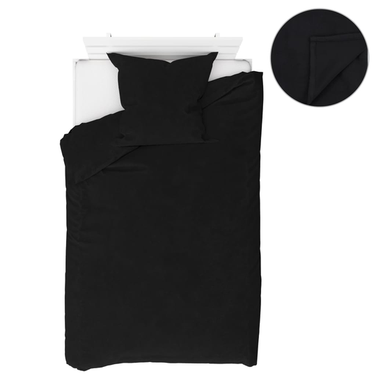 vidaXL sengesæt 4 dele 155 x 200/80 x 80 cm fleece sort