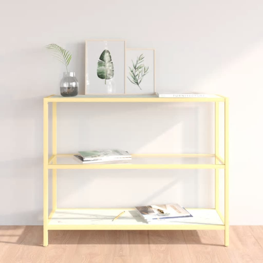 vidaXL konsolbord 100x36x90 cm hærdet glas hvid marmor og transparent