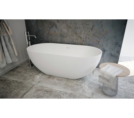 Ideavit Solidera fritstående badekar 150 x 76 cm Solid surface - Mat hvid