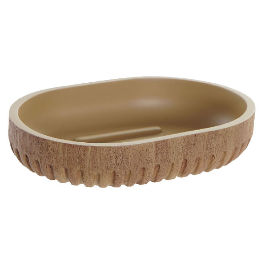 Sæbeskål DKD Home Decor Harpiks Træ Brun (12,5 x 8,5 x 2,5 cm)