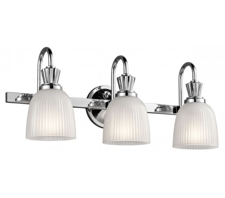 Cora Badeværelseslampe i stål og glas B61 cm 3 x G9 LED - Poleret krom/Hvid