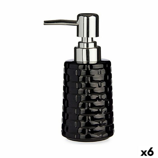 Sæbedispenser Med relief Keramik Sølvfarvet Sort Metal 6 enheder (150 ml)