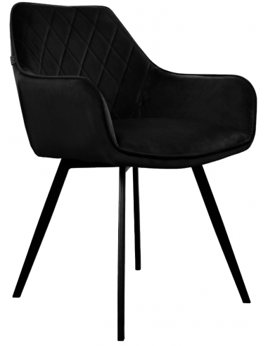Karl spisebordsstol i metal og velour H86 cm - Sort/Sort