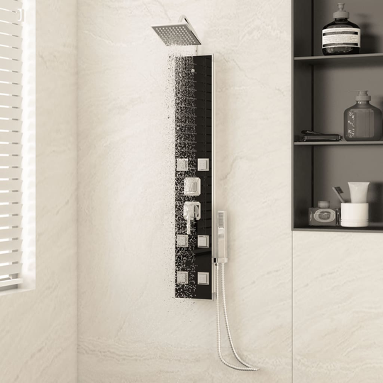 vidaXL brusepanel 18x45,5x130 cm glas sort